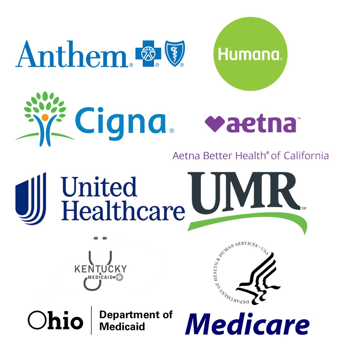 Logos of accepted insurance plans